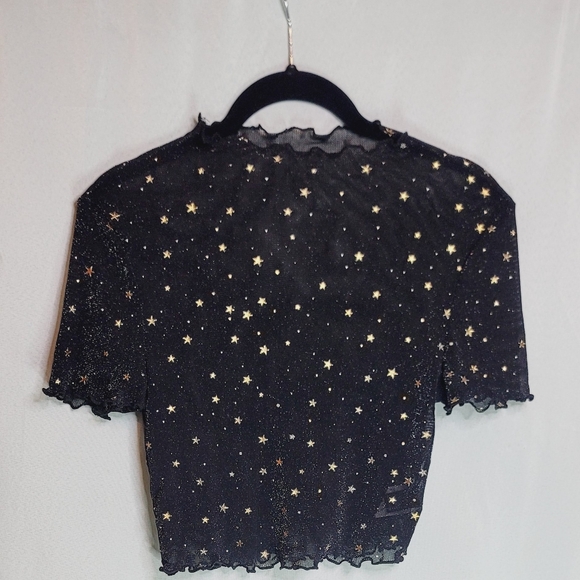 Tops - Starry Night Black Sheer Top